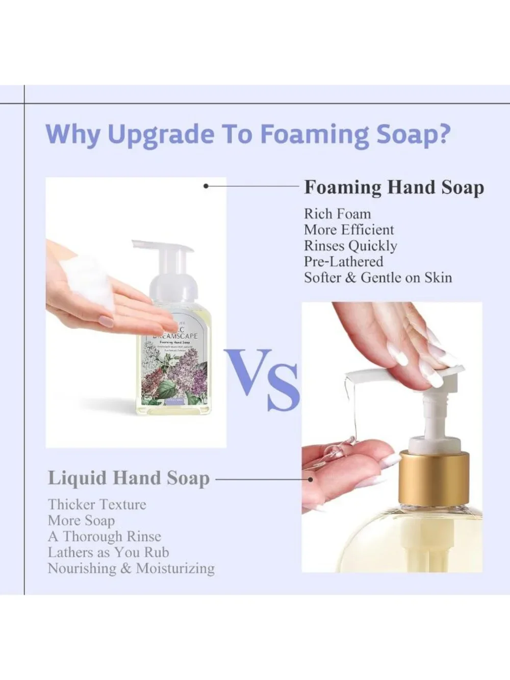 Lilac Foaming Hand Soap Refills, 33.8 Fl Oz, 3-Pack - Moisturizing & Gentle